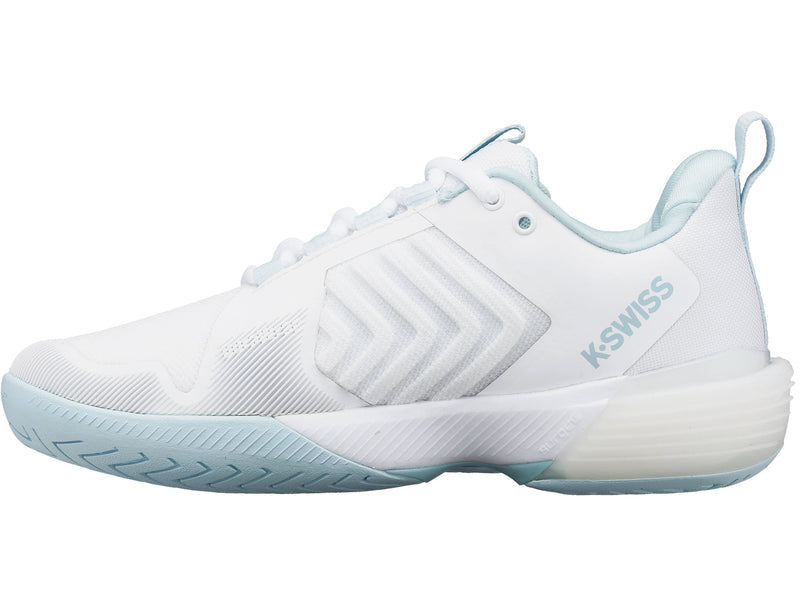 K-Swiss Womens Ultrashot 3 Tennis Shoes in White/Blue Glow
