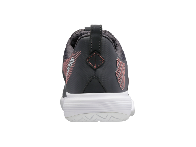 K-Swiss Womens Ultrashot Team Tennis Shoes in Steel Gray/Asphalt/Peach Amber
