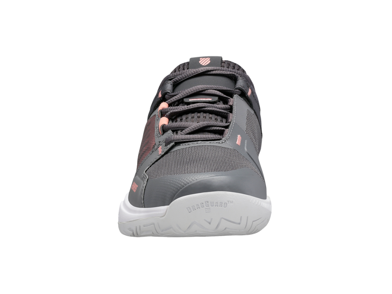 K-Swiss Womens Ultrashot Team Tennis Shoes in Steel Gray/Asphalt/Peach Amber