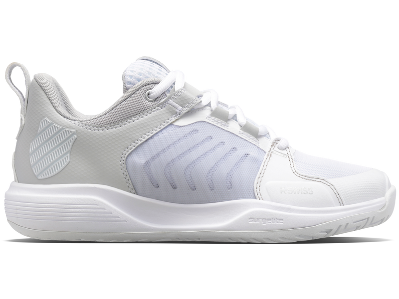 K-Swiss Womens Ultrashot Team Tennis Shoes in White/Lunar Rock/Silver