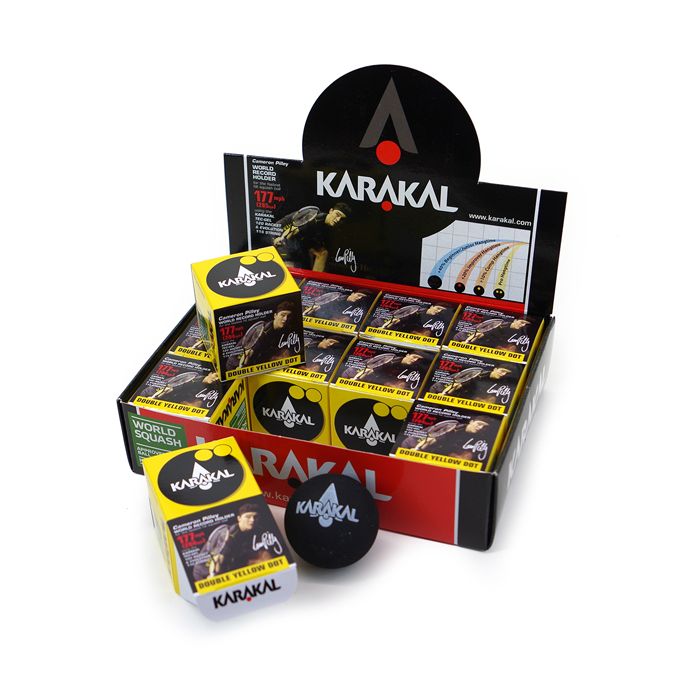 Karakal Double Yellow Dot Squash Balls (1 Dozen) - atr-sports