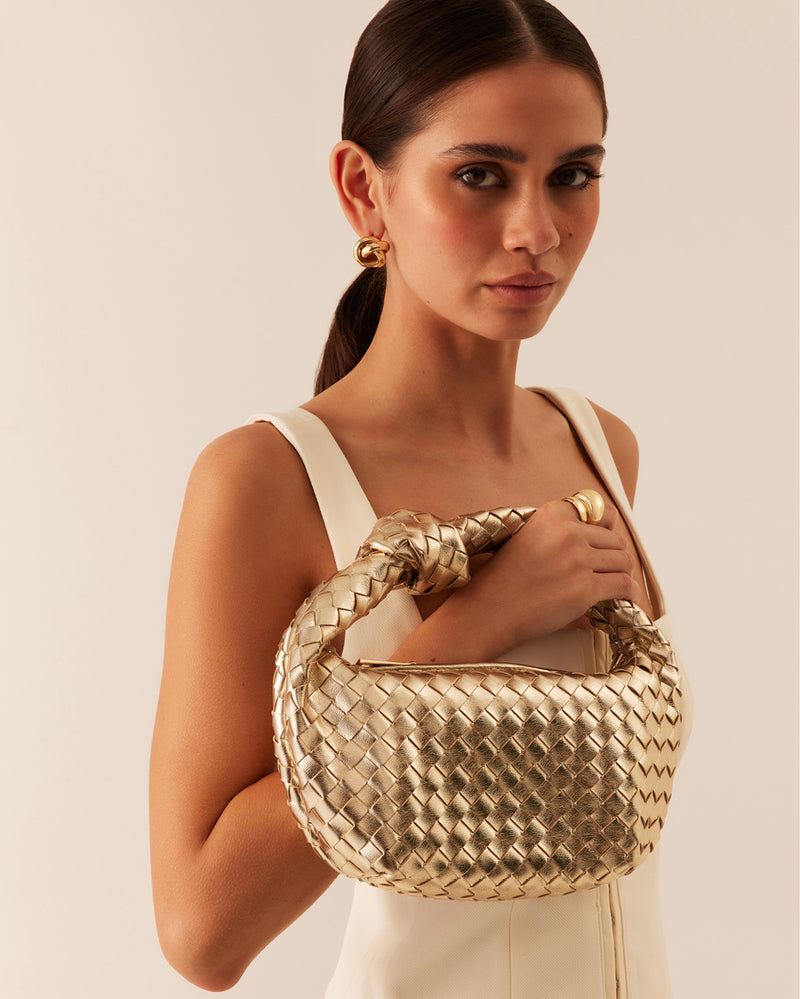 KERI HANDLE BAG - GOLD METALLIC-Handbags-Billini-BILLINI USA