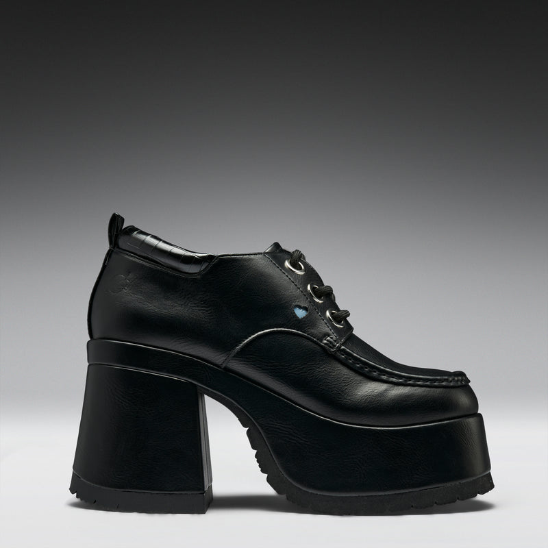 Kinetic Chunky Heeled Shoes-Black - Right Side View