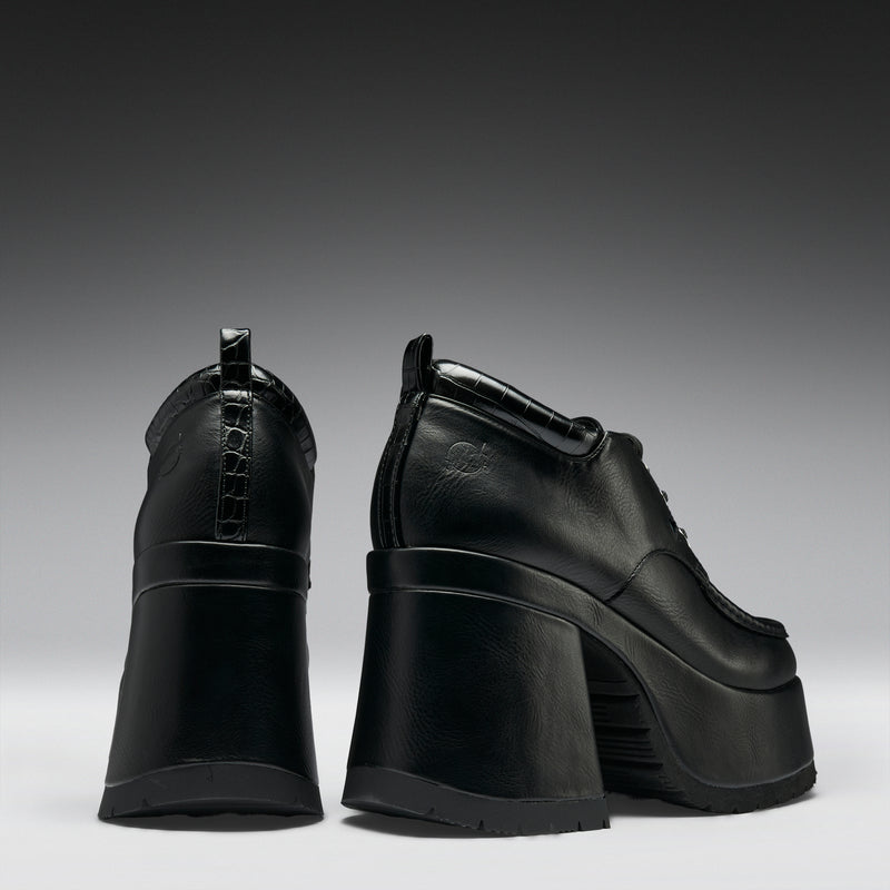 Kinetic Chunky Heeled Shoes-Black - Back View