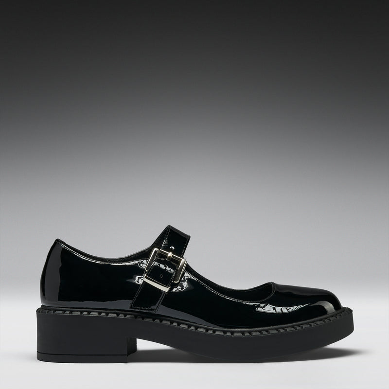Kishi Tale Black Patent Flat Mary Jane Shoes - side