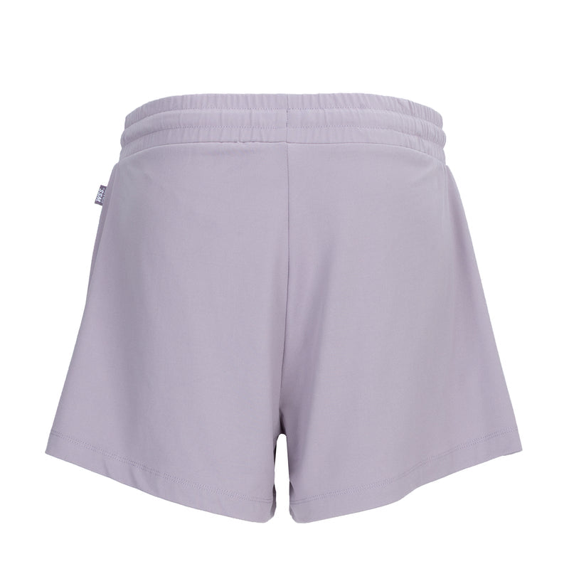 Women's knit short, light violet, elastic waistband, back view