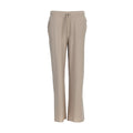 Women’s knit wide-leg pants in light beige, elastic waist with drawstring