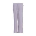 Women's knit wide-leg pants in pale violet, elastic waist with drawstring, front view