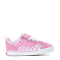 Knu Skool toddler sneakers in pink with checkerboard panels and lace-up styling
