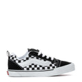 Youth black-and-white checkerboard sneakers, low-top with white laces and side stripe