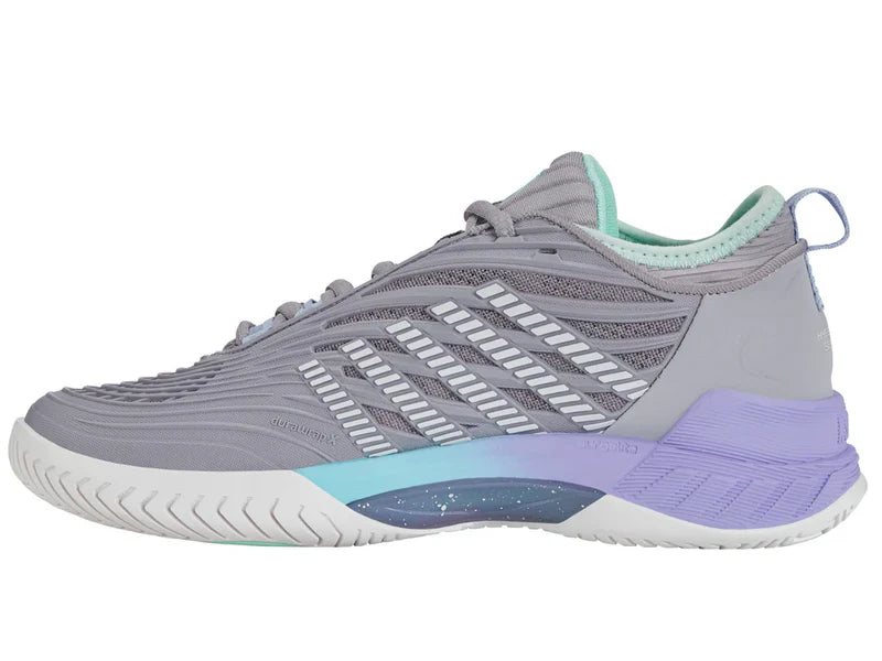 Kswiss Women's Hypercourt Supreme 2 Tennis Shoes in Lilac Gray/Nimbous Cloud/Neon Purple