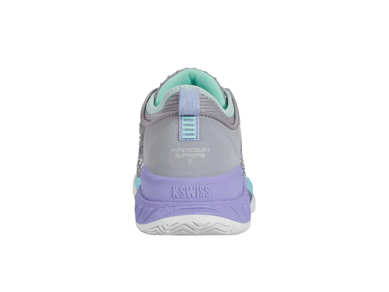 Kswiss Women's Hypercourt Supreme 2 Tennis Shoes in Lilac Gray/Nimbous Cloud/Neon Purple