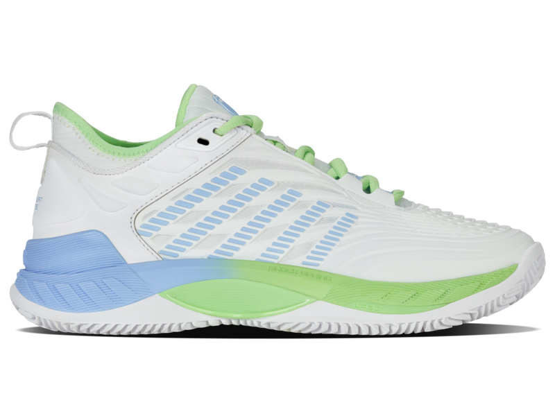 Kswiss Women's Hypercourt Supreme 2 Tennis Shoes in Lucent White /Paradise Green/Dutch Canal