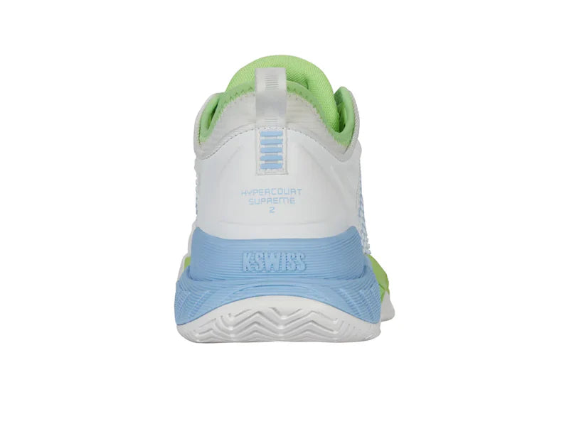 Kswiss Women's Hypercourt Supreme 2 Tennis Shoes in Lucent White /Paradise Green/Dutch Canal