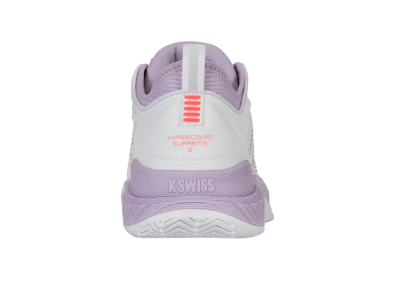 Kswiss Women's Hypercourt Supreme 2 Tennis Shoes in White/Orchid Petal/Neon Blaze