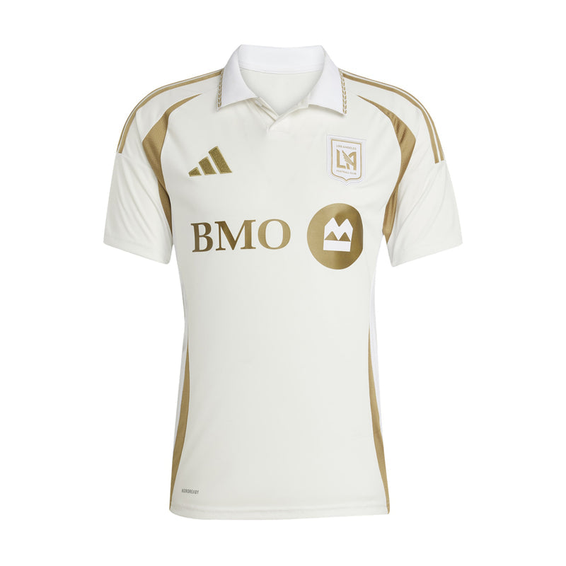 White men’s soccer jersey with gold adidas logo and LAFC crest at chest
