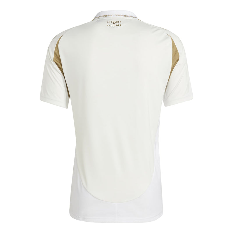 White men’s replica away jersey back view with gold shoulder stripes