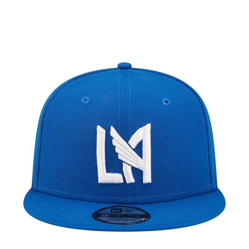 Blue baseball cap with embroidered LA logo on front