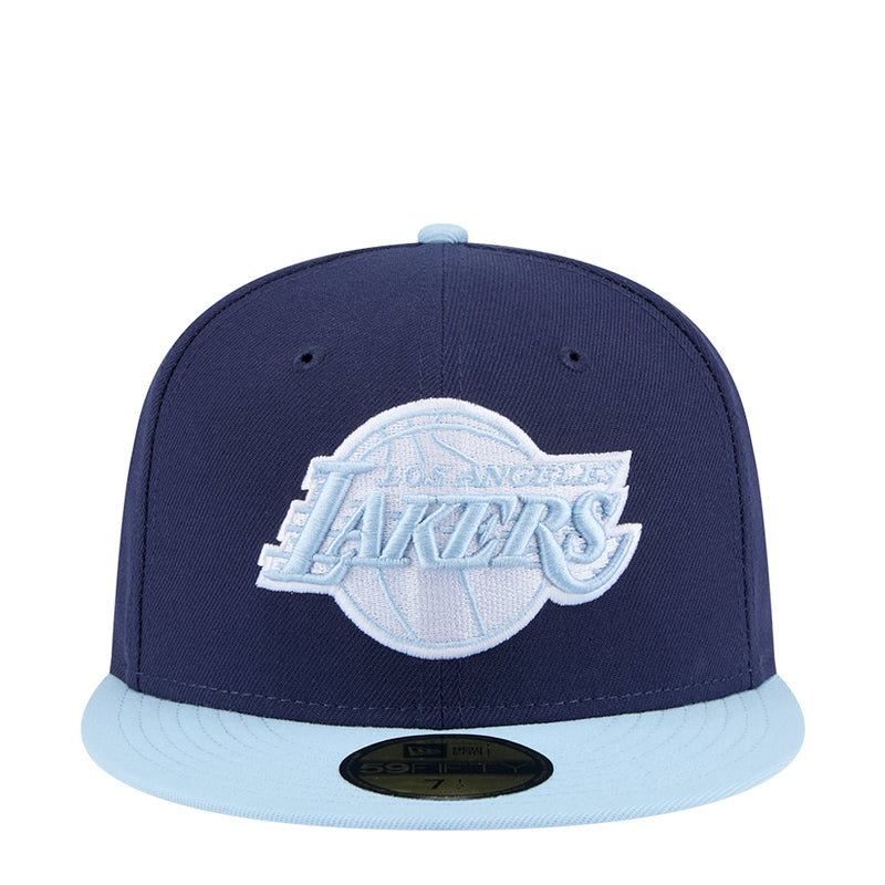 Two-tone baseball cap, dark navy with light blue brim and Lakers logo