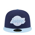 Two-tone baseball cap, dark navy with light blue brim and Lakers logo