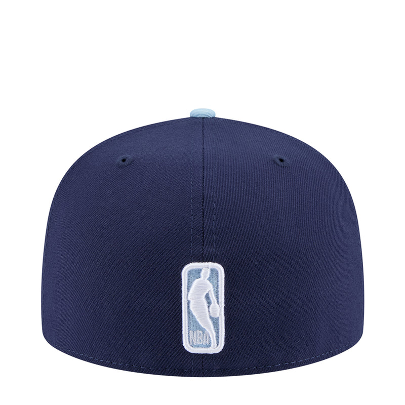 Two-tone baseball cap back, dark navy with white crest patch