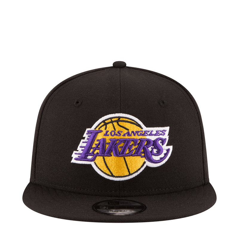Black baseball cap with embroidered Lakers logo on front