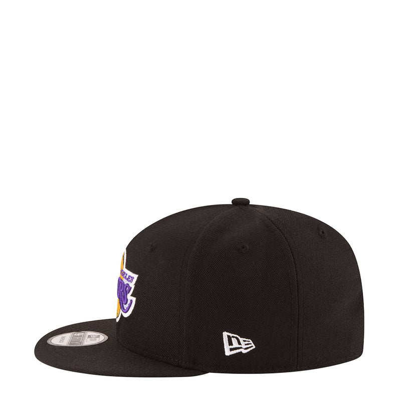 Black baseball cap with side Lakers patch and New Era flag logo