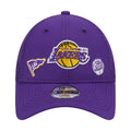 Kids purple trucker cap with Lakers logo patch and "Lakers" graphic