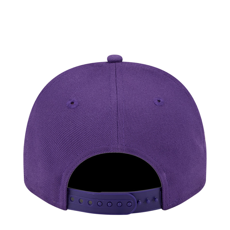 Youth purple A-Frame cap back view with adjustable strap and eyelets