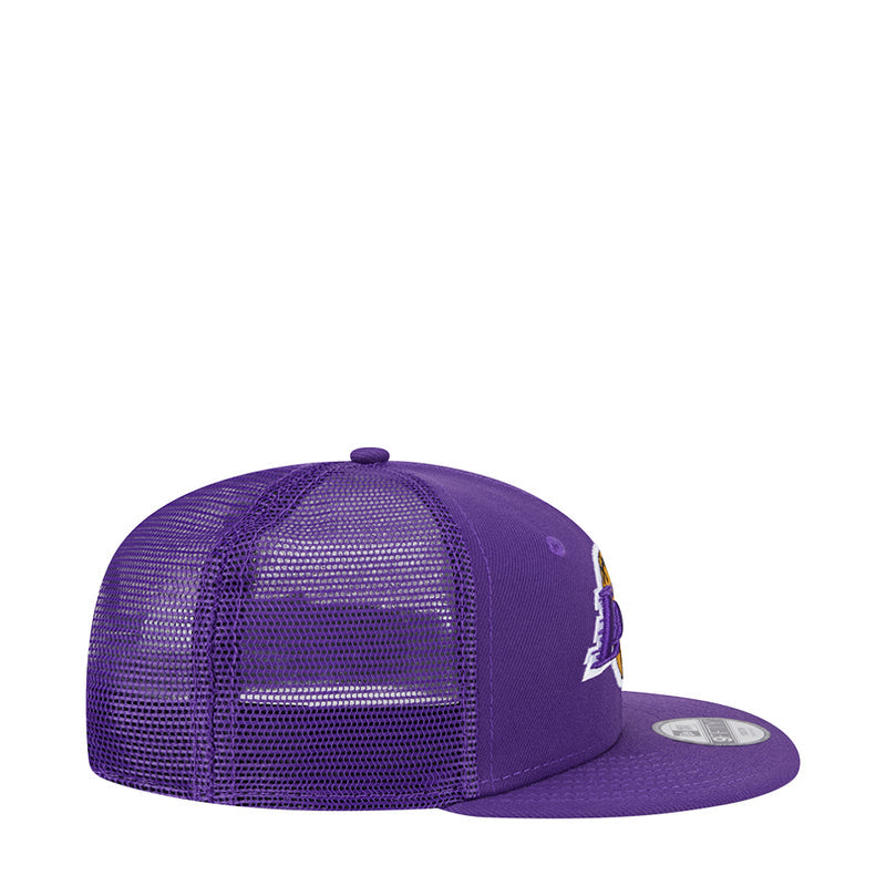 Lakers youth trucker cap, purple mesh side panel and curved brim
