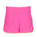 Youth laser fuschia woven shorts with elastic waistband and Jumpman logo at side