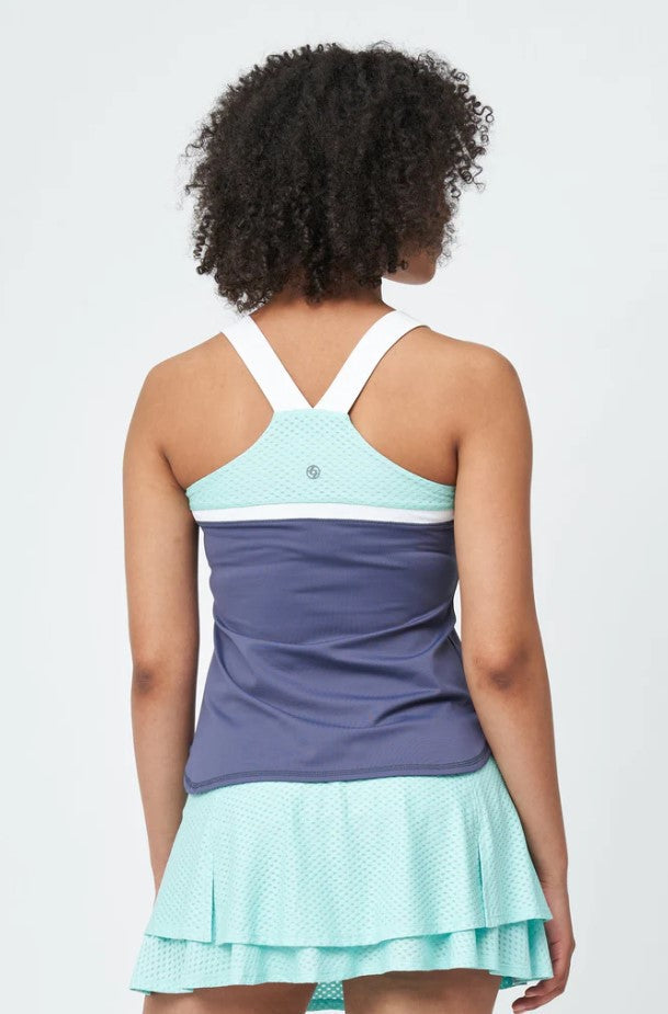 Lija Women's Elite Upside Tank in Steel/Aqua/White