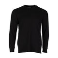 Black men's thermal long-sleeve crewneck shirt with ribbed cuffs and hem