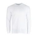 Men's long-sleeve solid thermal shirt, white crew neck front