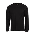 Men's black long-sleeve work shirt with crew neck and chest pocket