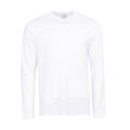 White men’s long-sleeve work shirt with crew neck and straight hem