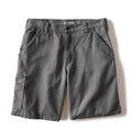 Men's steel gray loose 9-inch shorts with belt loops and front button closure