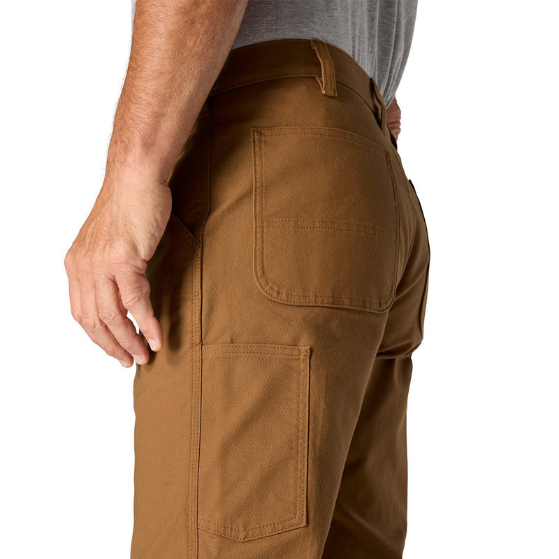Men's Carhartt brown dungaree pants, back pocket and stitched seams detail