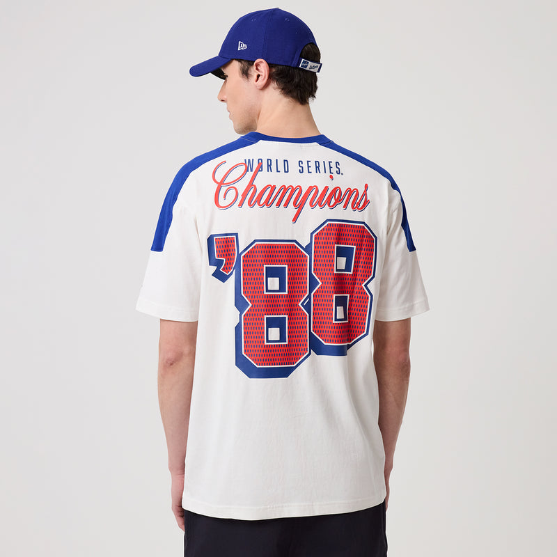 Men's back view white Dodgers World Series Champions 1988 88 baseball tee