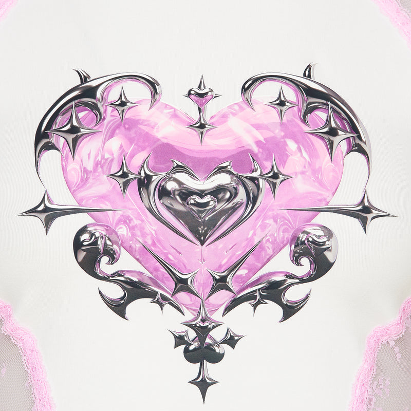 Love Clock Graphic Heart T-Shirt - White