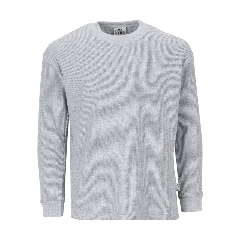 Youth heather gray thermal long-sleeve shirt, crew neck