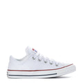 Women's white low-top sneakers with lace-up eyelets and contrast sole