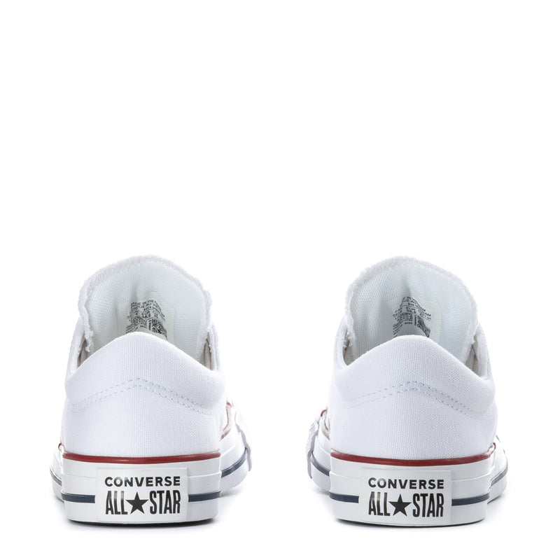 Women's white Converse All Star sneakers, rear view with heel branding