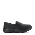 Women's black slip-on loafer with wide opening and cushioned sole