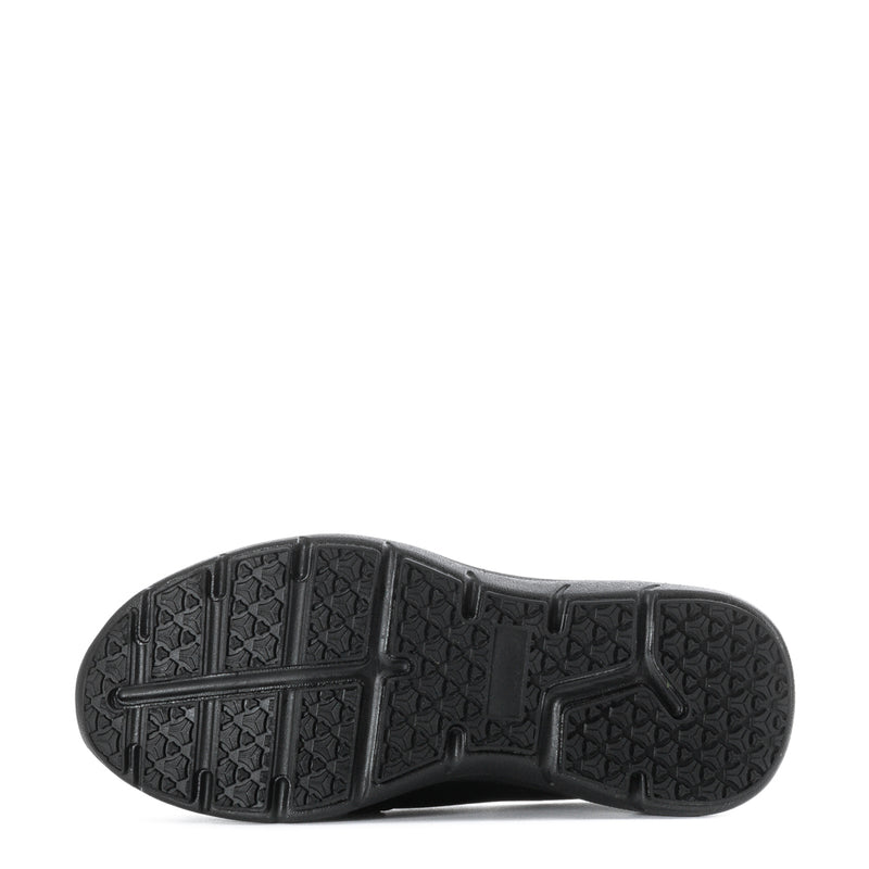 Women's black slip-on shoe outsole with textured traction tread