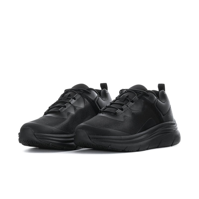 Men's black lace-up sneakers, mesh upper with textured overlays and chunky sole