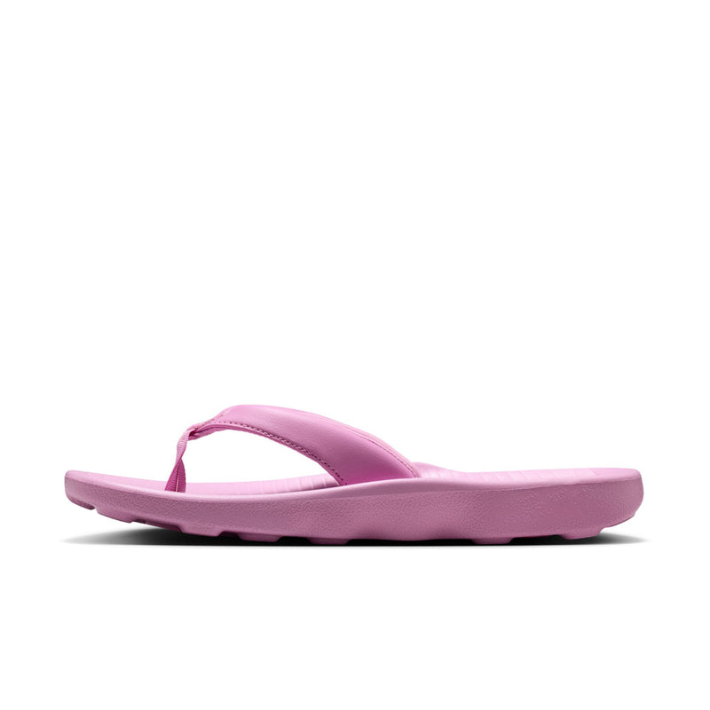 Light magenta thong sandals with wide midsole and adjustable-look strap