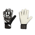 Goalkeeper gloves pair in black-and-white with bold Nike logo, padded wrist closure