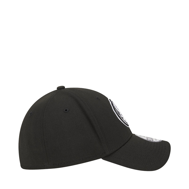 Black baseball cap with curved brim and white Mavericks logo on side