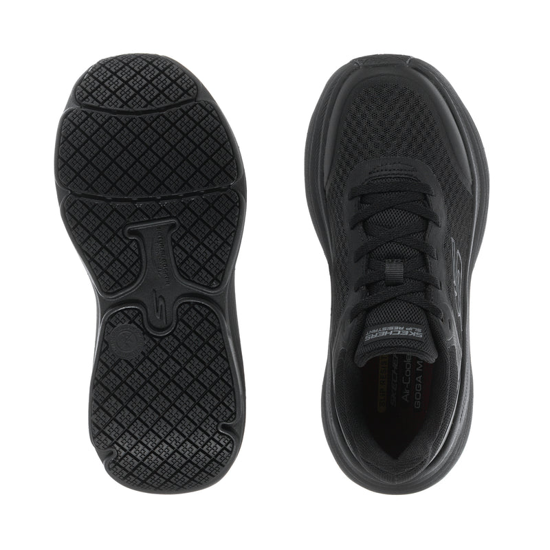 Black women's sneakers outsole and inner side, with patterned tread